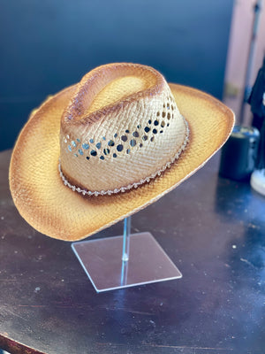 KHAKI STRAW WESTERN HAT
