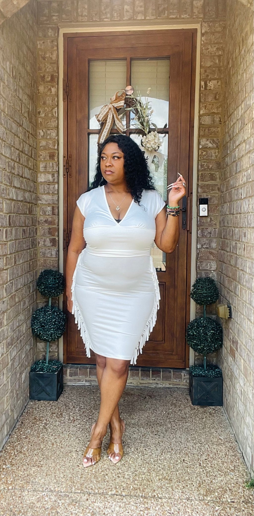 FOXY FRINGE DRESS (WHITE)