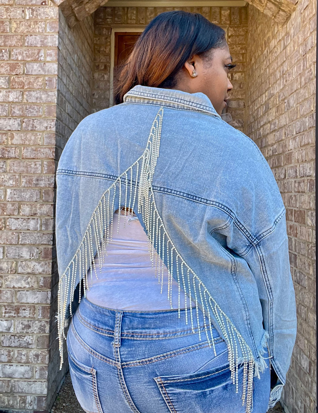 DENIM RHINESTONE JACKET