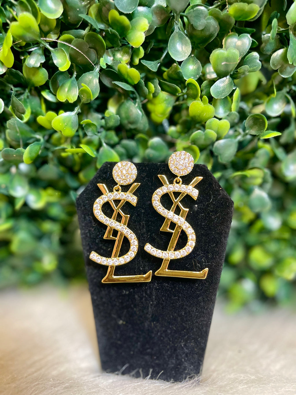 YSL GOLD/ RHINESTONE EARRINGS