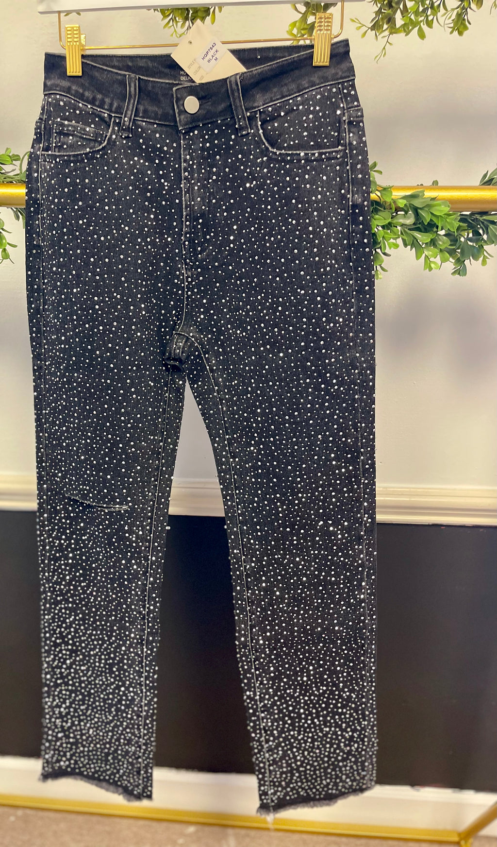 DIAMOND RHINESTONE JEANS (BLACK DENIM)