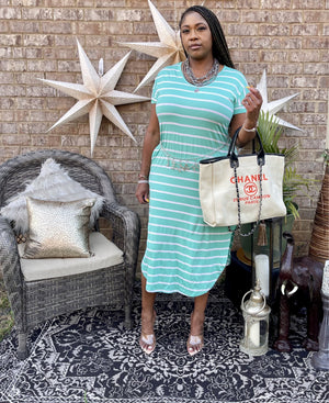 CLASSIC SHORT SLEEVE MID DRESS(Sea Green)