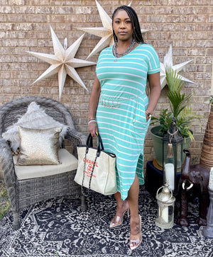 CLASSIC SHORT SLEEVE MID DRESS(Sea Green)